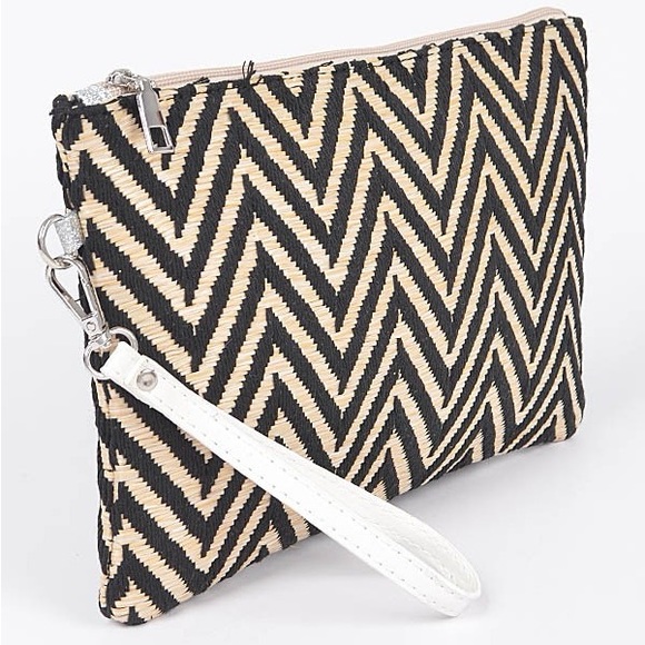 Chevron Weaved Faux Straw Clutch - Picture 4 of 4